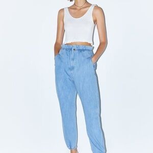 Zara Light Blue Women's Paperbag Jeans